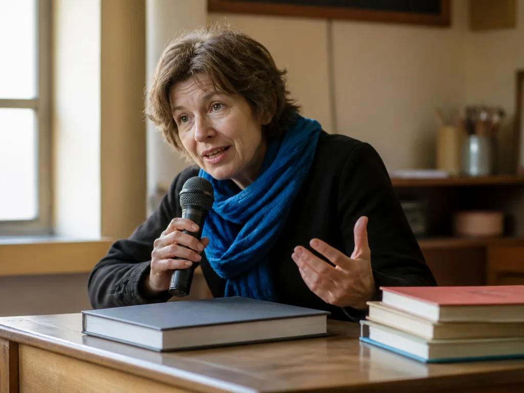 Un auteur échange autour des livres avec des élèves en classe